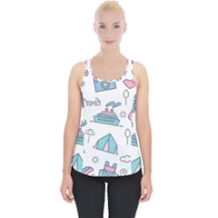 Transportation Seamless Pattern Piece Up Tank Top