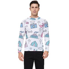 Transportation Seamless Pattern Men s Long Sleeve Rash Guard