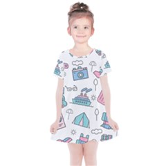 Transportation Seamless Pattern Kids  Simple Cotton Dress