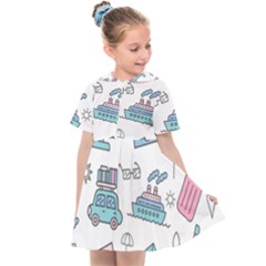 Transportation Seamless Pattern Kids  Sailor Dress