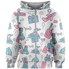 Transportation Seamless Pattern Kids  Zipper Hoodie Without Drawstring