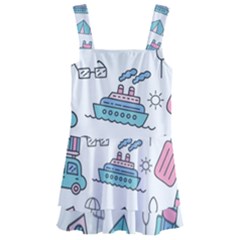 Transportation Seamless Pattern Kids  Layered Skirt Swimsuit