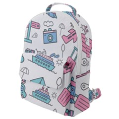 Transportation Seamless Pattern Flap Pocket Backpack (small)