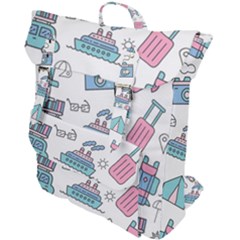 Transportation Seamless Pattern Buckle Up Backpack