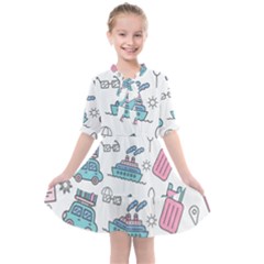 Transportation Seamless Pattern Kids  All Frills Chiffon Dress