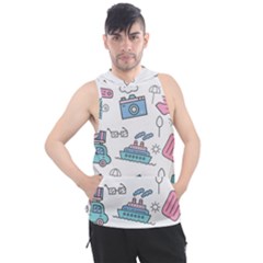 Transportation Seamless Pattern Men s Sleeveless Hoodie