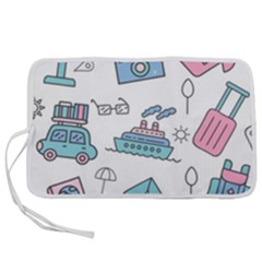 Transportation Seamless Pattern Pen Storage Case (m)