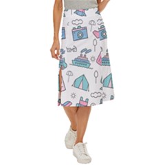 Transportation Seamless Pattern Midi Panel Skirt