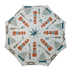 Nautical-elements-pattern-background Golf Umbrellas