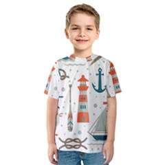 Nautical-elements-pattern-background Kids  Sport Mesh Tee