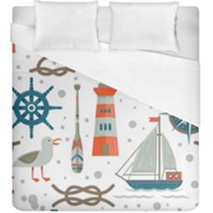 Nautical-elements-pattern-background Duvet Cover (king Size)