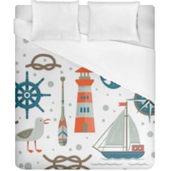 Nautical-elements-pattern-background Duvet Cover (california King Size)