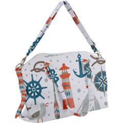 Nautical-elements-pattern-background Canvas Crossbody Bag