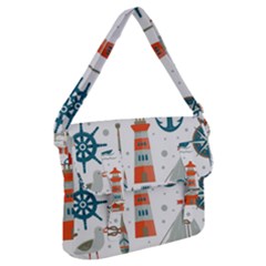 Nautical-elements-pattern-background Buckle Messenger Bag