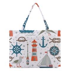 Nautical-elements-pattern-background Medium Tote Bag by Jancukart