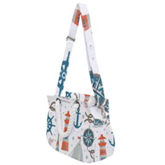 Nautical-elements-pattern-background Rope Handles Shoulder Strap Bag