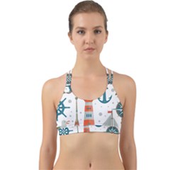 Nautical-elements-pattern-background Back Web Sports Bra