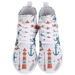 Nautical-elements-pattern-background Women s Lightweight High Top Sneakers