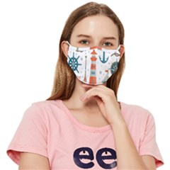 Nautical-elements-pattern-background Fitted Cloth Face Mask (adult)