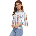 Nautical-elements-pattern-background Bell Sleeve Top View2