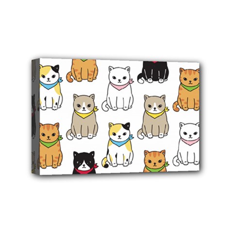 Cat-kitten-seamless-pattern Mini Canvas 6  X 4  (stretched)