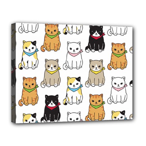 Cat-kitten-seamless-pattern Canvas 14  X 11  (stretched) by Jancukart