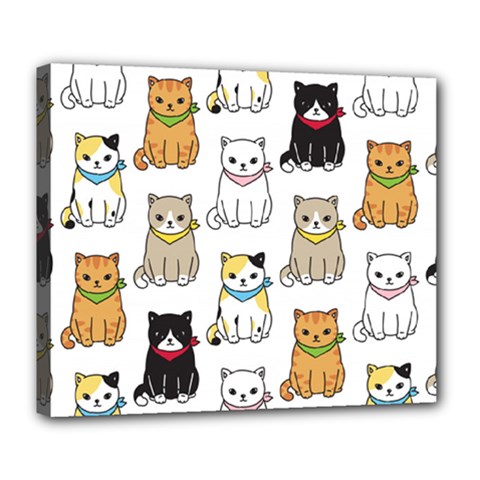 Cat-kitten-seamless-pattern Deluxe Canvas 24  X 20  (stretched)