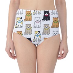 Cat-kitten-seamless-pattern Classic High-waist Bikini Bottoms