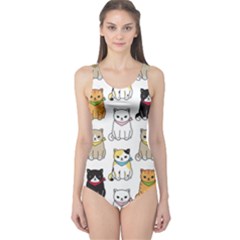 Cat-kitten-seamless-pattern One Piece Swimsuit