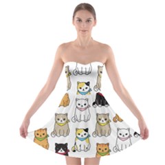 Cat-kitten-seamless-pattern Strapless Bra Top Dress by Jancukart