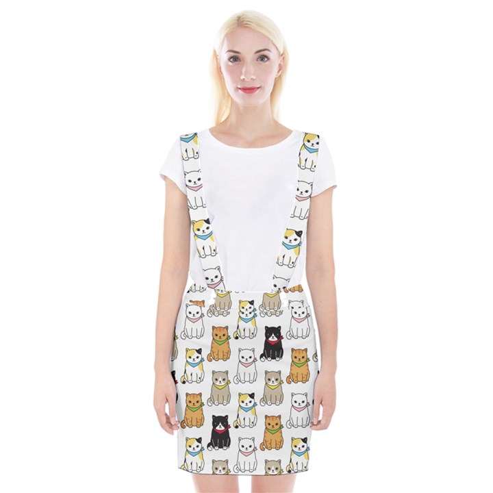 Cat-kitten-seamless-pattern Braces Suspender Skirt