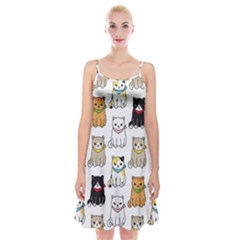 Cat-kitten-seamless-pattern Spaghetti Strap Velvet Dress