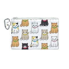 Cat-kitten-seamless-pattern Canvas Cosmetic Bag (medium) by Jancukart