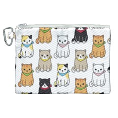 Cat-kitten-seamless-pattern Canvas Cosmetic Bag (xl)