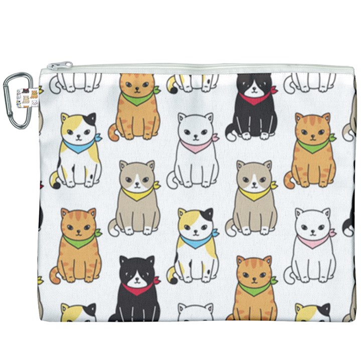 Cat-kitten-seamless-pattern Canvas Cosmetic Bag (XXXL)