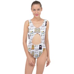 Cat-kitten-seamless-pattern Center Cut Out Swimsuit