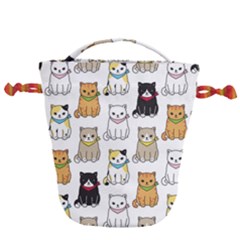 Cat-kitten-seamless-pattern Drawstring Bucket Bag