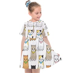 Cat-kitten-seamless-pattern Kids  Sailor Dress