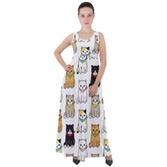 Cat-kitten-seamless-pattern Empire Waist Velour Maxi Dress