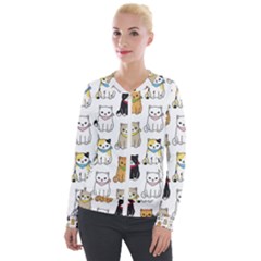 Cat-kitten-seamless-pattern Velvet Zip Up Jacket