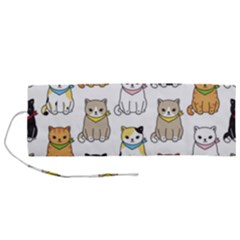 Cat-kitten-seamless-pattern Roll Up Canvas Pencil Holder (m) by Jancukart