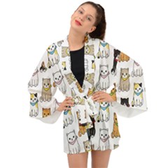 Cat-kitten-seamless-pattern Long Sleeve Kimono