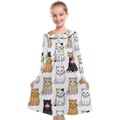 Cat-kitten-seamless-pattern Kids  Midi Sailor Dress