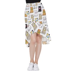 Cat-kitten-seamless-pattern Frill Hi Low Chiffon Skirt