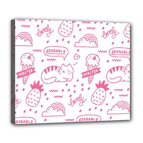 Cute-girly-seamless-pattern Deluxe Canvas 24  X 20  (stretched)