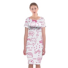 Cute-girly-seamless-pattern Classic Short Sleeve Midi Dress