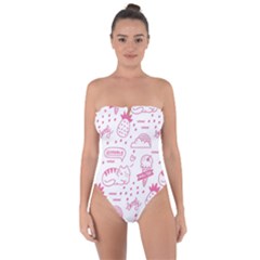 Cute-girly-seamless-pattern Tie Back One Piece Swimsuit