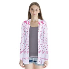 Cute-girly-seamless-pattern Drape Collar Cardigan