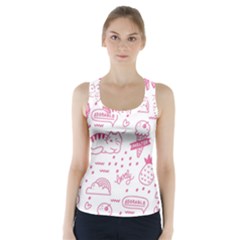 Cute-girly-seamless-pattern Racer Back Sports Top