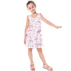 Cute-girly-seamless-pattern Kids  Sleeveless Dress